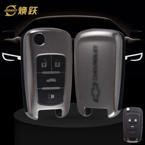 CED2T1-Black-Metal Gray Plating- Car Key Cover For Chevrolet GMC Holden