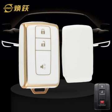 TOF2T1-White-Gold Plating- Car Key Cover For Toyota
