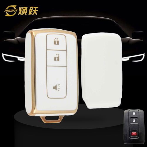 TOF2T1-White-Gold Plating- Car Key Cover For Toyota
