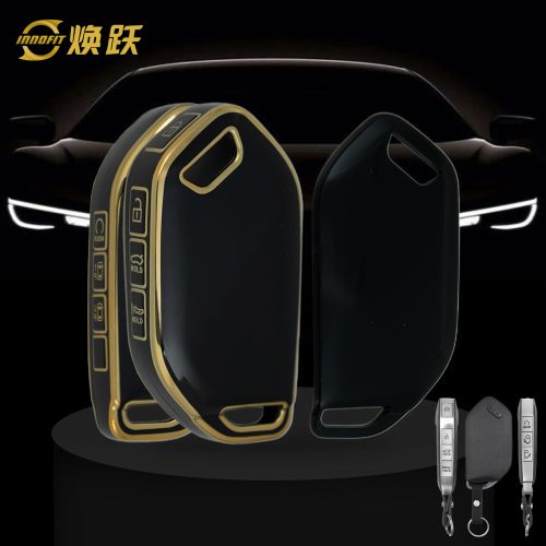 KIJ13T1-Black-Gold Plating- Car Key Cover For Kia