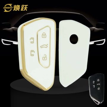 VOC3T1-White-Gold Plating- Car Key Cover For Volkswagen skoda