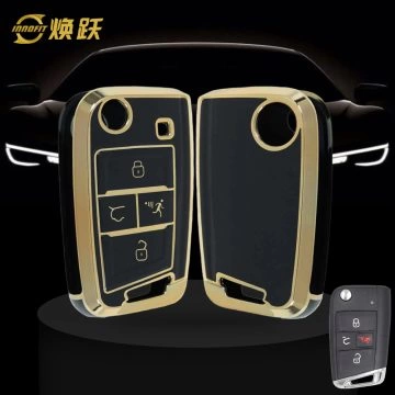 VOA2T1-Black-Gold Plating- Car Key Cover For Volkswagen skoda SEAT