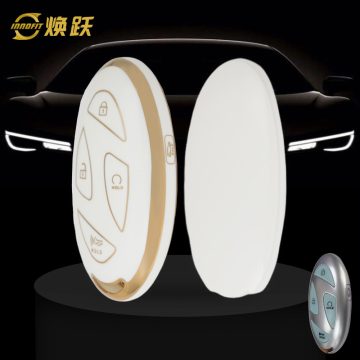HYK1T1-White-Gold Plating- Car Key Cover For Hyundai