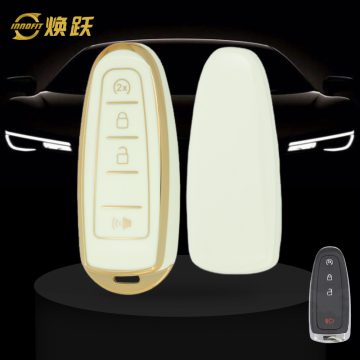FOJ2T1-White-Gold Plating- Car Key Cover For Ford LINCOLN
