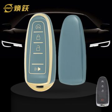 FOJ2T1-Granny Grey-Gold Plating- Car Key Cover For Ford LINCOLN
