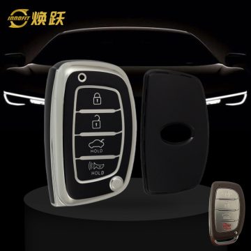 HYD3T1-Black-Silver Plating- Car Key Cover For Hyundai