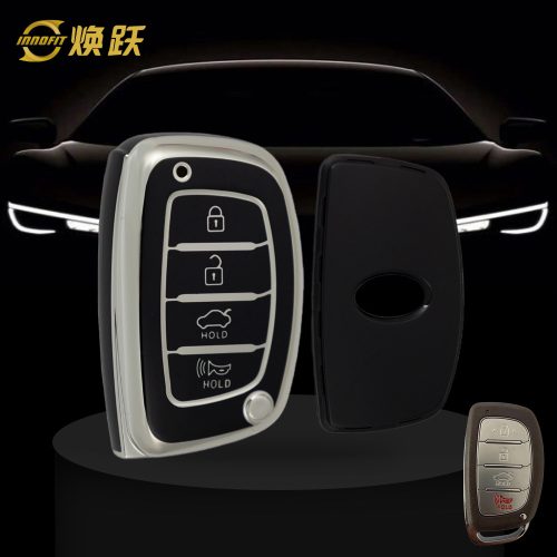 HYD3T1-Black-Silver Plating- Car Key Cover For Hyundai