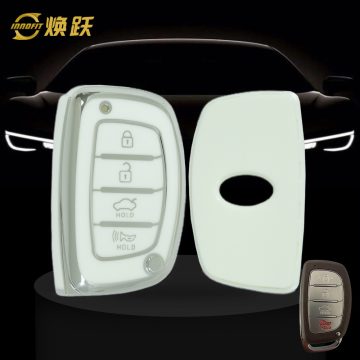 HYD3T1-White-Silver Plating- Car Key Cover For Hyundai