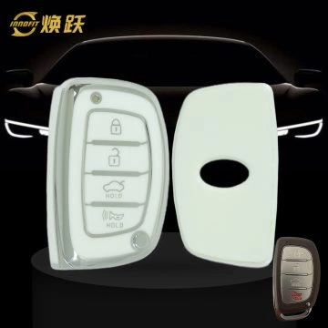 HYD3T1-White-Silver Plating- Car Key Cover For Hyundai