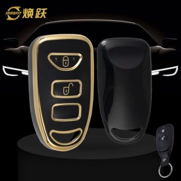 HYJ1T1-Black-Gold Plating- Car Key Cover For Hyundai Kia