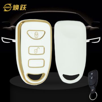 HYJ1T1-White-Gold Plating- Car Key Cover For Hyundai Kia