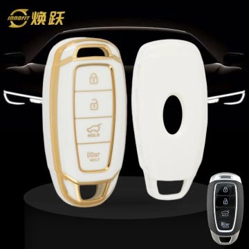 HYS1T1-White-Gold Plating- Car Key Cover For Hyundai