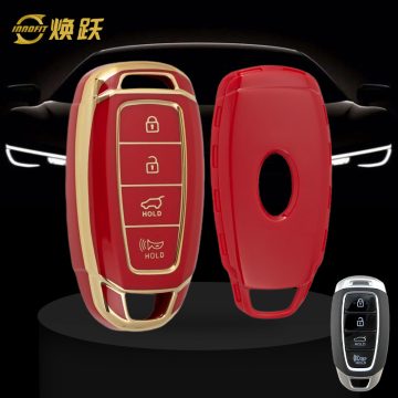 HYS1T1-Red-Gold Plating- Car Key Cover For Hyundai