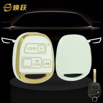 TON4T1-White-Gold Plating- Car Key Cover For Toyota