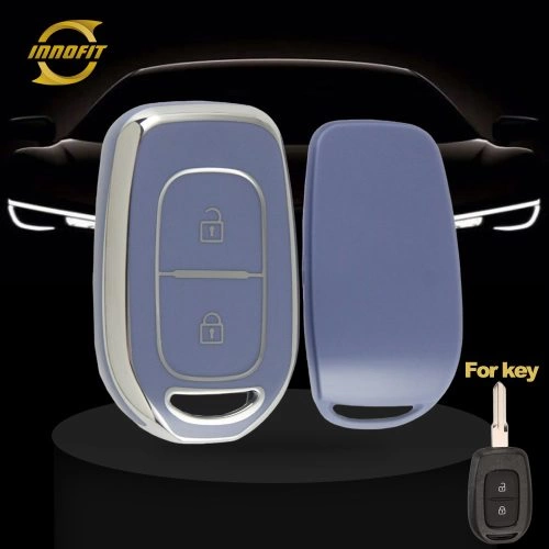 REC2T1-Light Blue-Silver Plating- Car Key Cover For Renault