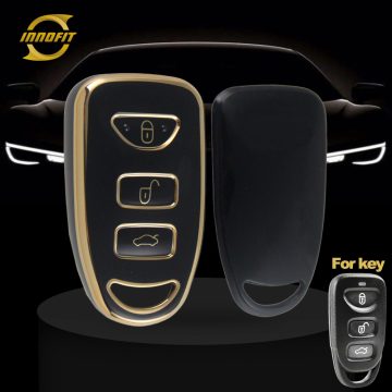 HYJ2T1-Black-Gold Plating- Car Key Cover For Hyundai Kia