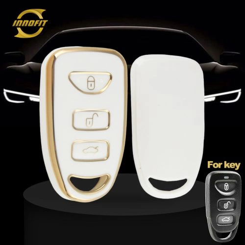 HYJ2T1-White-Gold Plating- Car Key Cover For Hyundai Kia