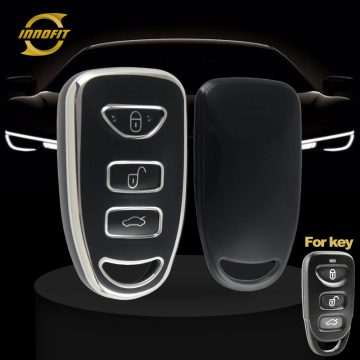 HYJ2T1-Black-Silver Plating- Car Key Cover For Hyundai Kia