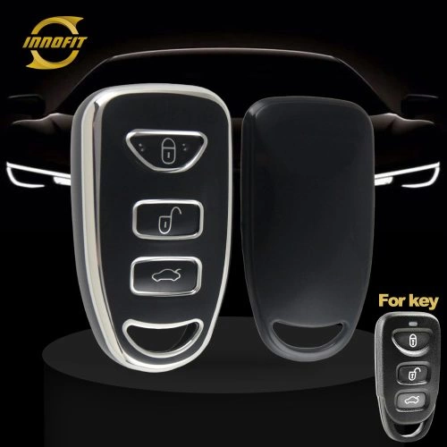 HYJ2T1-Black-Silver Plating- Car Key Cover For Hyundai Kia