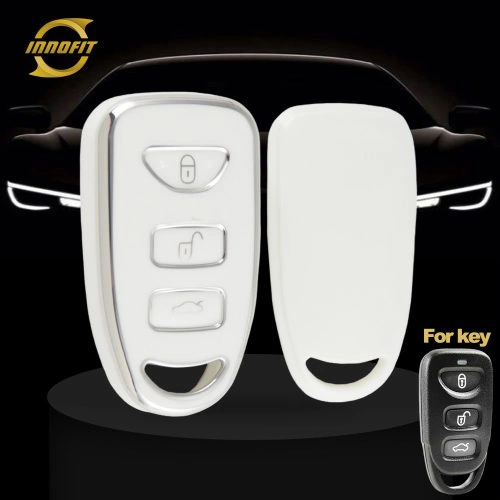 HYJ2T1-White-Silver Plating- Car Key Cover For Hyundai Kia