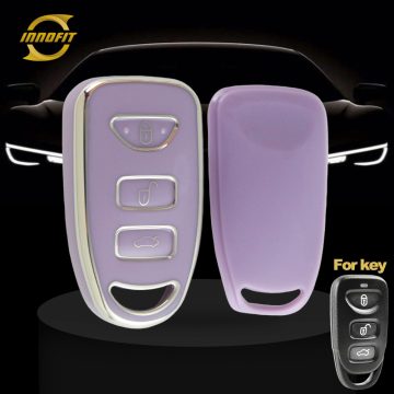 HYJ2T1-Purple-Silver Plating- Car Key Cover For Hyundai Kia
