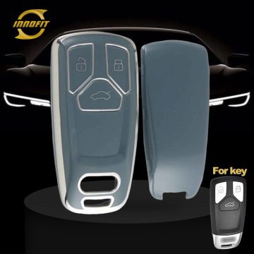 AUA1T1-Granny Grey-Silver Plating- Car Key Cover For Audi