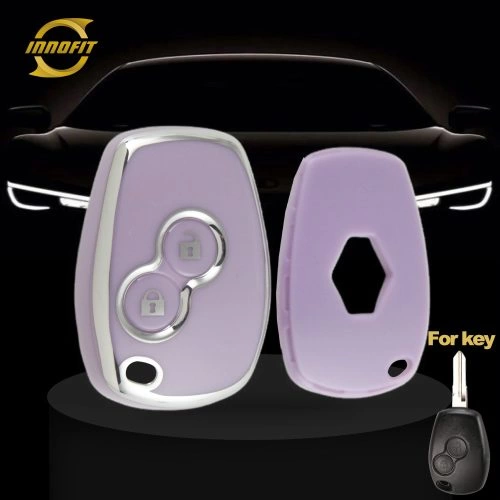 RED2T1-Purple-Silver Plating- Car Key Cover For Renault Dacia