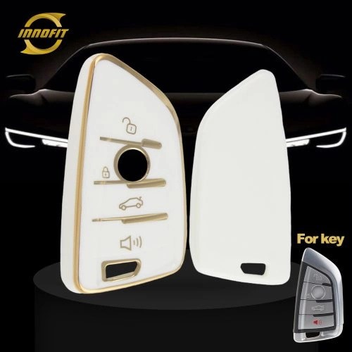 BMB3T1-White-Gold Plating- Car Key Cover For BMW