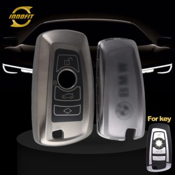 BMC1T1-Black-Metal Gray Plating- Car Key Cover For BMW