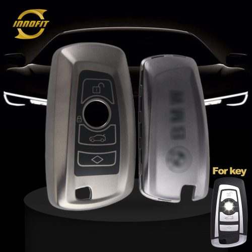 BMC1T1-Black-Metal Gray Plating- Car Key Cover For BMW