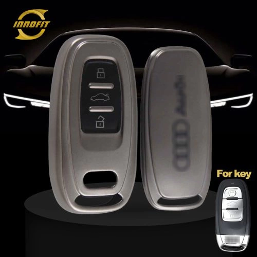 AUB1T1-Black-Metal Gray Plating- Car Key Cover For Audi