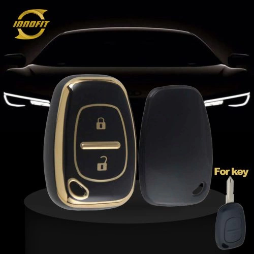 REH1T1-Black-Gold Plating- Car Key Cover For Renault