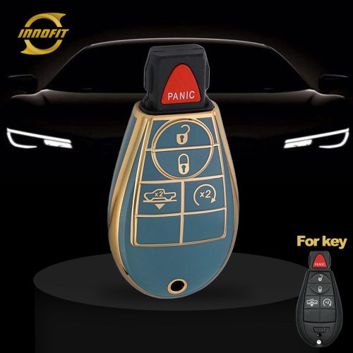 JEC11T1-Granny Grey-Gold Plating- Car Key Cover For Jeep Dodge Chrysler