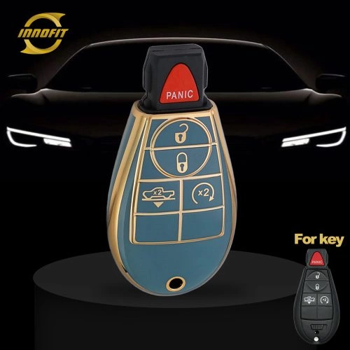 JEC11T1-Granny Grey-Gold Plating- Car Key Cover For Jeep Dodge Chrysler