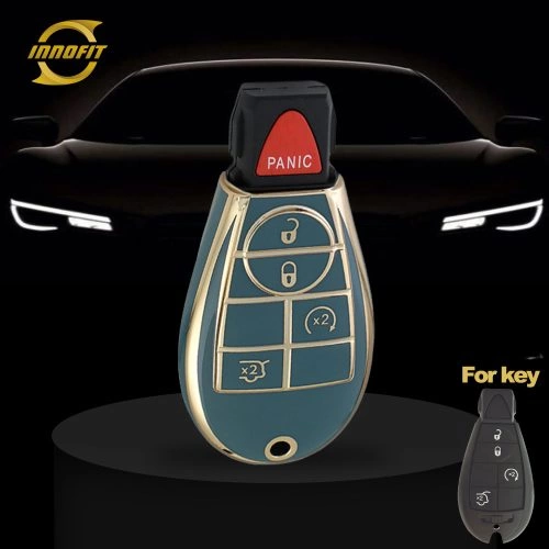 JEC13T1-Granny Grey-Gold Plating- Car Key Cover For Jeep Dodge Chrysler