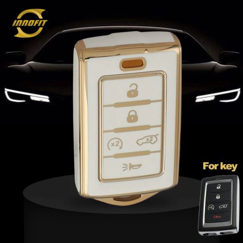 JEF3T1-White-Gold Plating- Car Key Cover For Jeep