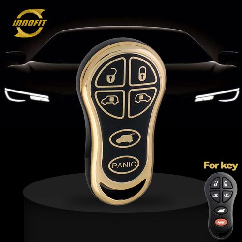 JEH4T1-Black-Gold Plating- Car Key Cover For Jeep Dodge Chrysler