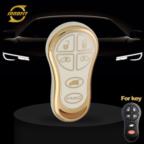 JEH4T1-White-Gold Plating- Car Key Cover For Jeep Dodge Chrysler