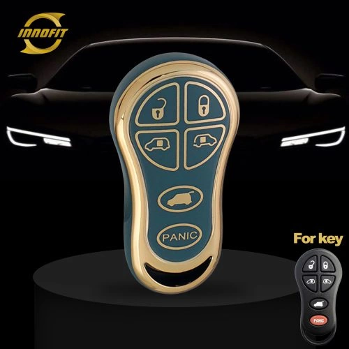 JEH4T1-Granny Grey-Gold Plating- Car Key Cover For Jeep Dodge Chrysler