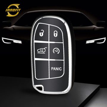 JEI6T1-Black-Silver Plating- Car Key Cover For Jeep Dodge Chrysler Fiat SRT