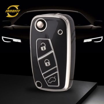 PUG1T1-Black-Silver Plating- Car Key Cover For Peugeot Citroen Fiat