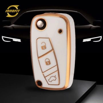 PUG1T1-Weiß-Vergoldung- Autoschlüsselabdeckung für Peugeot Citroen Fiat