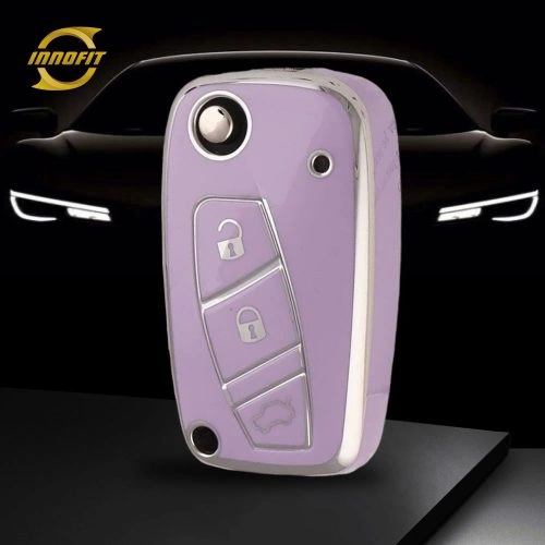PUG1T1-фиолетовый-серебряное-покрытие-автомобильный-ключ-обложка-для- Peugeot Citroen Fiat