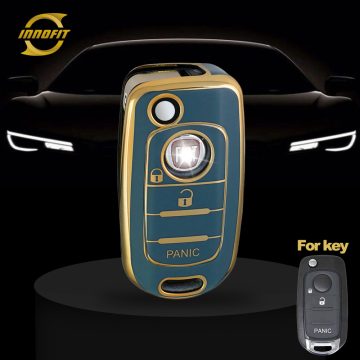 FIB4T1-Granny Grey-Gold Plating- Car Key Cover For Fiat