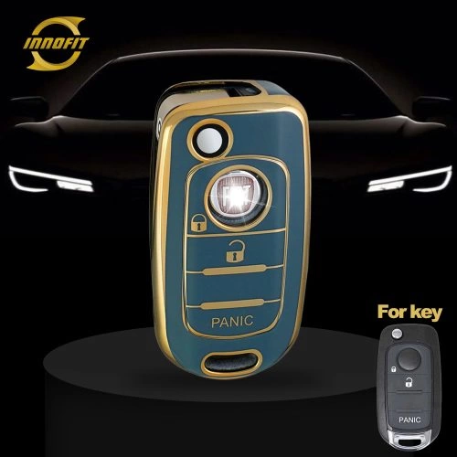 FIB4T1-Copertura della chiave dell'auto grigio-granata placcata oro per Fiat