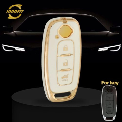 NIA2T1-White-Gold Plating- Car Key Cover For Nissan