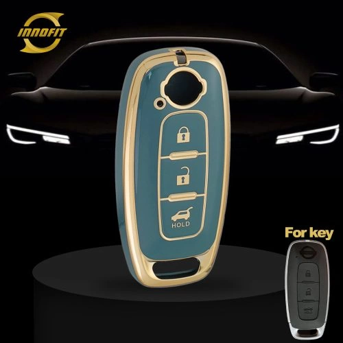 NIA2T1-Granny Grey-Gold Plating- Car Key Cover For Nissan