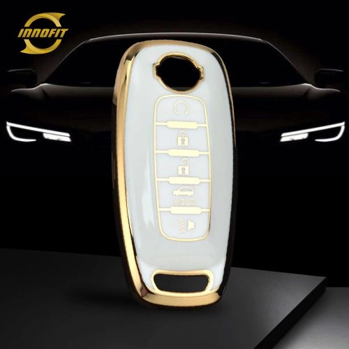 NIA3T1-White-Gold Plating- Car Key Cover For Nissan