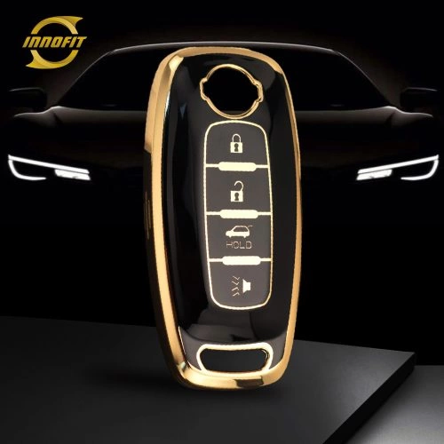 NIA4T1-Black-Gold Plating- Car Key Cover For Nissan