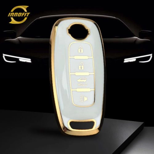 NIA4T1-White-Gold Plating- Car Key Cover For Nissan